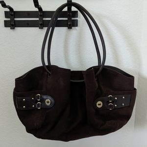 Large Cole Haan Brown Suede Bucket Bag/Tote